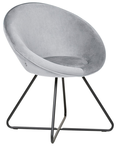 Accent Chair Grey Upholstery Velvet Round Seat Retro Minimalist Beliani