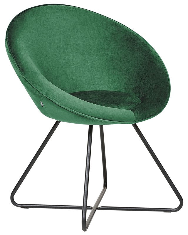 Accent Chair Green Upholstery Velvet Round Seat Retro Minimalist Beliani