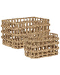 Set of 2 Baskets Light Water Hyacinth Metal Frame Handmade Home Accessory Small Storage Boho Rustic Style Living Room Bedroom Beliani