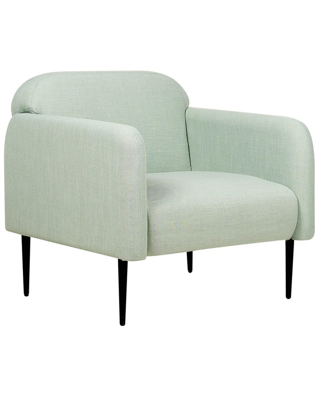 Armchair Light Green and Black Linen Fabric Metal Legs 83 x 74 x 77 cm Tub Chair Upholstered Soft Retro Art Decor Style Living Room Beliani