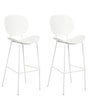 Set of 2 Bar Chairs White Synthetic Seat Metal Legs Minimalist Design Dining Room Bar Stools Backrest Modern Scandinavian Beliani