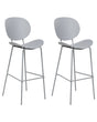 Set of 2 Bar Chairs Light Grey Synthetic Seat Metal Legs Minimalist Design Dining Room Bar Stools Backrest Modern Scandinavian Beliani