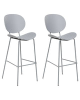 Set of 2 Bar Chairs Light Grey Synthetic Seat Metal Legs Minimalist Design Dining Room Bar Stools Backrest Modern Scandinavian Beliani