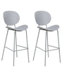 Set of 2 Bar Chairs Light Grey Synthetic Seat Metal Legs Minimalist Design Dining Room Bar Stools Backrest Modern Scandinavian Beliani