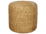 Pouf Natural Light Brown Water Hyacinth 40 cm Styrofoam Filling Ottoman Boho Style Living Room Beliani