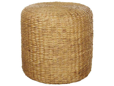 Pouf Natural Light Brown Water Hyacinth 40 cm Styrofoam Filling Ottoman Boho Style Living Room Beliani