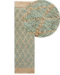 Runner Rug Green and Beige Jute 80 x 300 cm Geometric Pattern Hand Woven Boho Hallway Bedroom Beliani