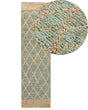 Runner Rug Green and Beige Jute 80 x 300 cm Geometric Pattern Hand Woven Boho Hallway Bedroom Beliani