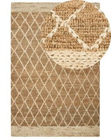Area Rug Beige Jute 200 x 300 cm Geometric Pattern Hand Woven Boho Living Room Bedroom Beliani