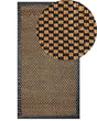 Area Rug Black and Beige Jute Cotton Leather 80 x 150 cm Rectangular Handwoven Carpet Checked Pattern Rustic Traditional Design Beliani