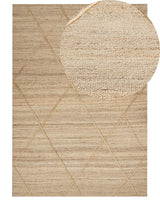 Area Rug Beige Jute 160 x 230 cm Geometric Pattern Hand Woven Boho Living Room Bedroom Beliani