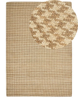 Area Rug Beige Jute 160 x 230 cm Houndstooth Pattern Hand Woven Boho Living Room Bedroom Beliani
