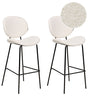 Set of 2 Bar Chairs White Armless Leg Caps Boucle Black Iron Legs Contemporary Retro Design Dining Room Seating Beliani