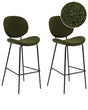 Set of 2 Bar Chairs Dark Green Armless Leg Caps Boucle Black Iron Legs Contemporary Retro Design Dining Room Seating Beliani