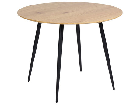 Round Dining Table Light MDF Tabletop Metal Steel Base Legs ø 100 cm 4 Seater Kitchen Furniture Beliani