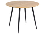 Round Dining Table Light MDF Tabletop Metal Steel Base Legs  100 cm 4 Seater Kitchen Furniture Beliani