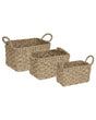 Set of 3 Storage Baskets Light Seagrass Handmade with Handles Shelving Box Boho Design Beliani