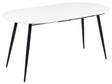 Dining Table White MDF Black Steel Legs 120/160 x 80 cm Extendable Top Oval Modern Design Beliani