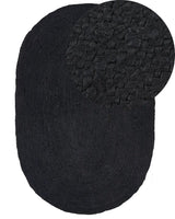 Area Rug Black Jute 160 x 230 cm Braided Oval Underfloor Heating Suitable Natural Living Room Bedroom Beliani
