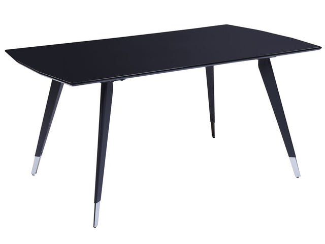 Rectangular Dining Table Black Glossy MDF Tabletop Metal Steel Base Legs 160 x 90 cm 6 Seater Kitchen Furniture Beliani