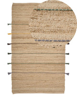 Area Rug Beige Jute 140 x 200 cm Solid With Tassels Beliani
