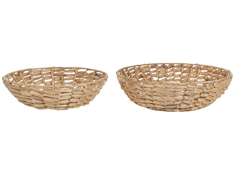 Set of 2 Decorative Bowls Light Water Hyacintl Round Woven Boho Home Accessory Beliani