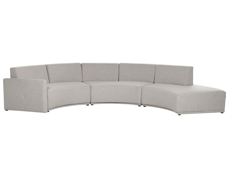 Curved Sofa Grey Linen Upholstery Adjustable Backrests 6 Seater Large Couch Half Round Modern Design Beliani