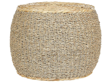 Pouffe Light Seagrass Water Hyacinth  40 cm Styrofoam Filling Stool Boho Style Beliani