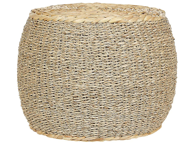 Pouffe Light Seagrass Water Hyacinth  40 cm Styrofoam Filling Stool Boho Style Beliani