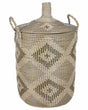 Basket Natural Seagrass with Handles Lid Handwoven Home Accessory Decor Storage Decorative Pattern Boho Style Beliani