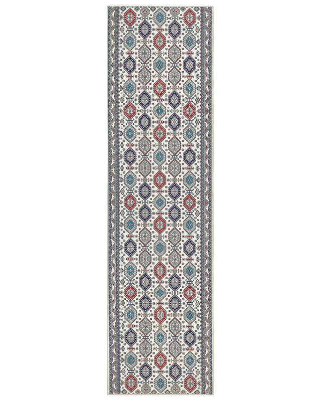 Runner Rug Multicolour Polyester 80 x 300 cm Oriental Pattern Anti-Slip Bottom Vintage Style Modern Hallway Beliani