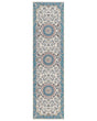 Runner Rug Beige and Blue Polyester 80 x 300 cm Oriental Pattern Anti-Slip Bottom Vintage Style Modern Hallway Beliani