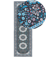 Runner Rug Blue Polyester 80 x 240 cm Oriental Pattern Anti-Slip Bottom Vintage Style Modern Hallway Beliani