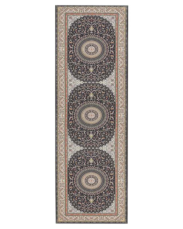 Runner Rug Multicolour Polyester 80 x 240 cm Oriental Pattern Anti-Slip Bottom Vintage Style Modern Hallway Beliani