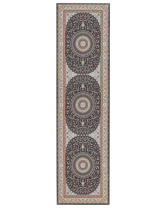 Runner Rug Multicolour Polyester 80 x 300 cm Oriental Pattern Anti-Slip Bottom Vintage Style Modern Hallway Beliani