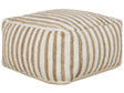 Pouffe Beige and White 60 x 60 x 30 cm Jute Polyester Cotton Abstract Pattern Square Fabric Seating Pouffe Beliani