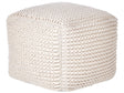 Pouffe Beige Cotton 50 x 50 x 35 cm With EPS Filling Thick Woven Cover Footstool Boho Beliani