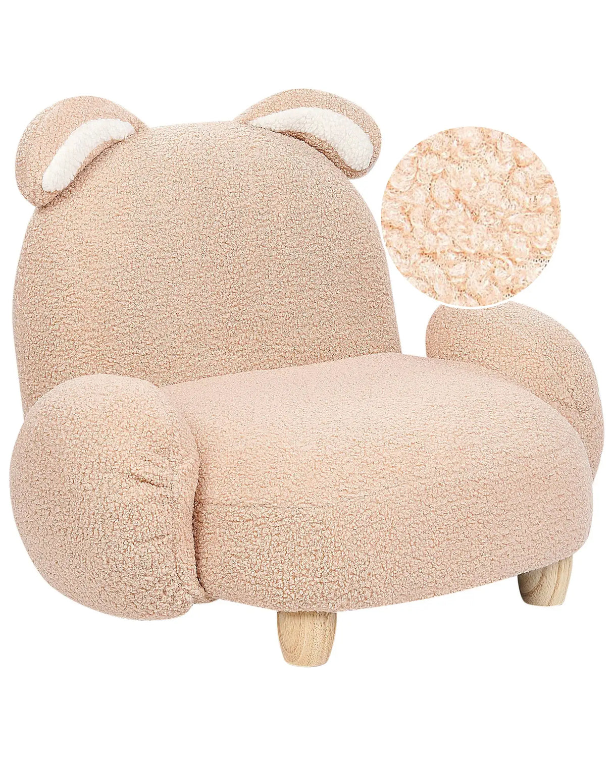 Animal Armchair Beige Polyester Upholstery Nursery Furniture Seat for Children Modern Design Rabbit Shape Beliani
