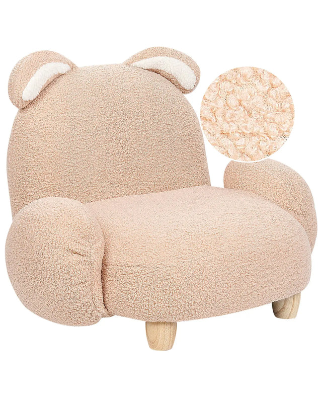 Animal Armchair Beige Polyester Upholstery Nursery Furniture Seat for Children Modern Design Rabbit Shape Beliani