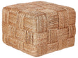 Pouf Ottoman Beige Jute 50 x 50 x 35 cm EPS Beads Filling Square Boho Style Living Room Beliani