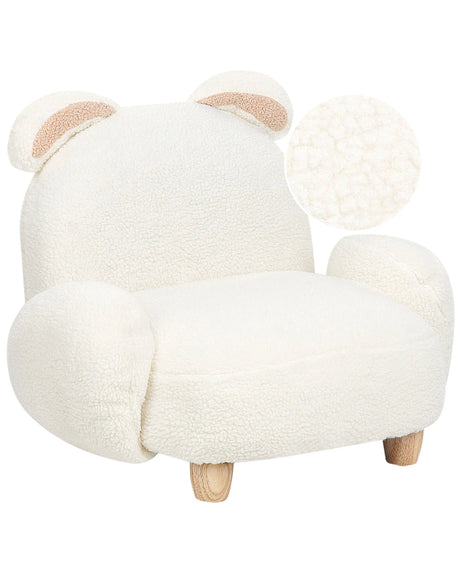 Animal Armchair White Polyester Upholstery Nursery Furniture Seat for Children Modern Design Rabbit Shape Beliani