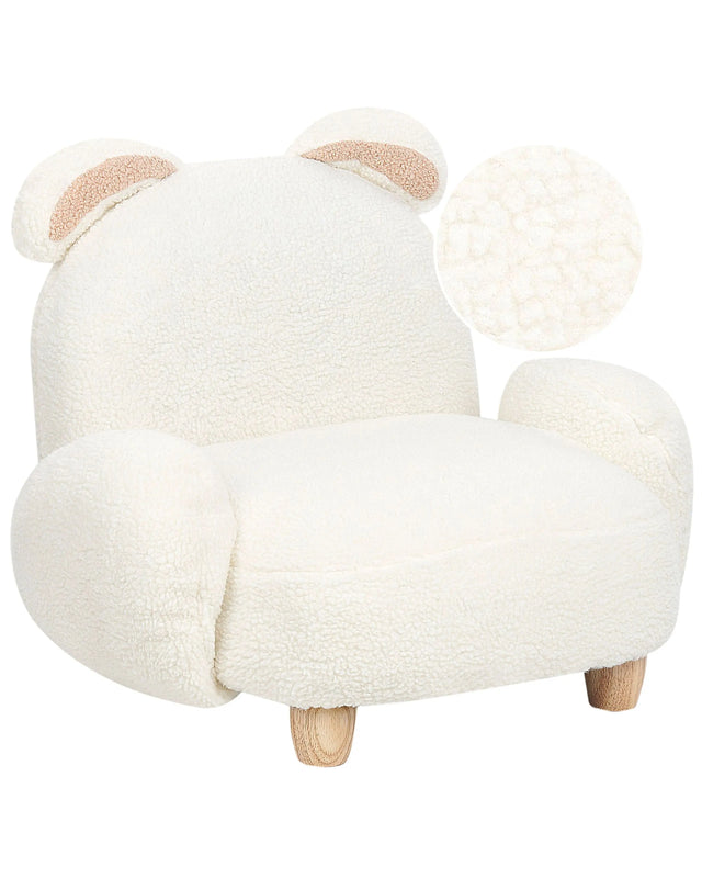 Animal Armchair White Polyester Upholstery Nursery Furniture Seat for Children Modern Design Rabbit Shape Beliani