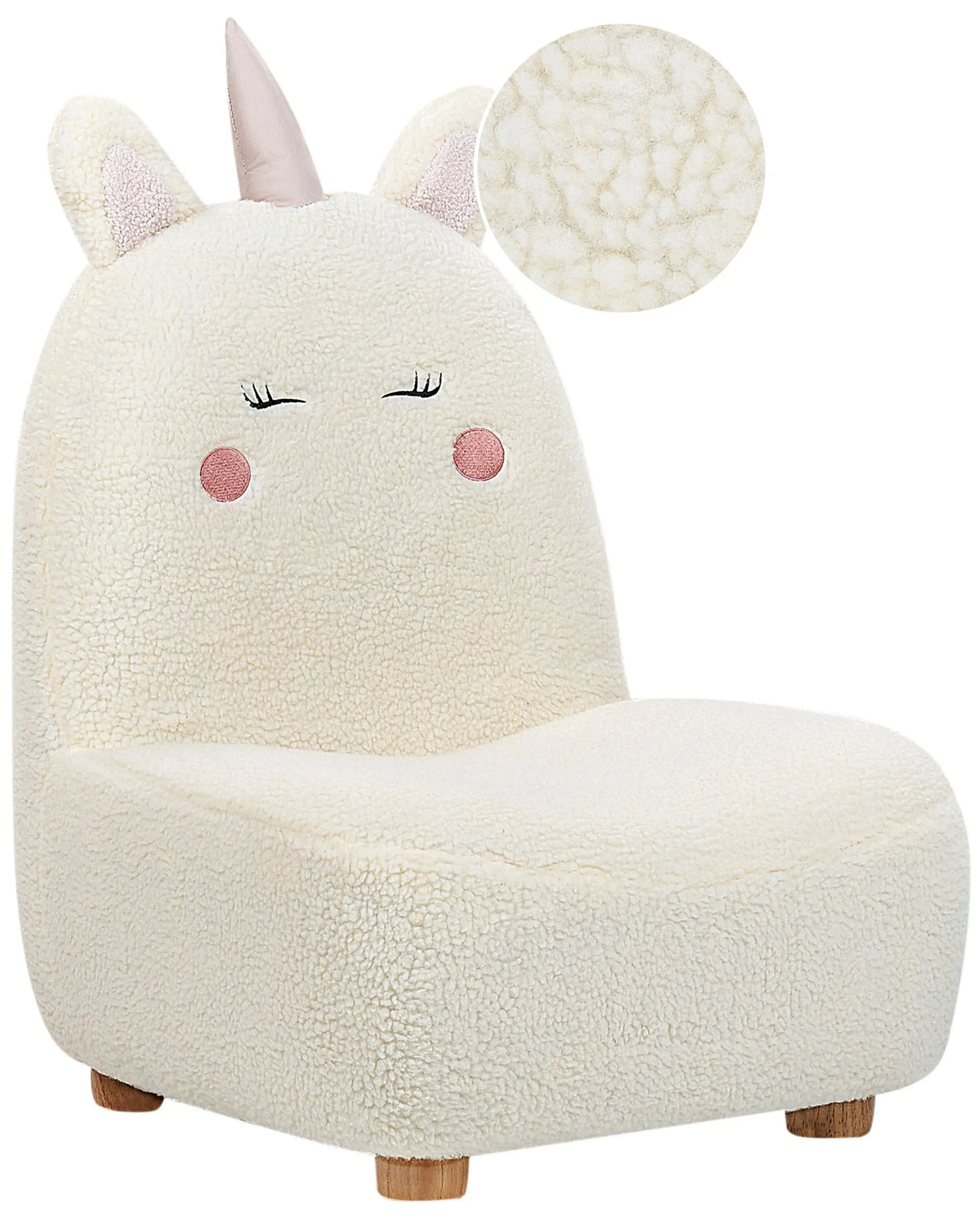 Animal Chair White Polyester Upholstery Armless Nursery Furniture Seat for Children Modern Design Unicorn Shape Beliani
