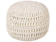 Pouf Ottoman Beige Cotton 40 x 40 cm EPS Beads Filling Round Boho Style Living Room Beliani