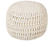 Pouf Ottoman Beige Cotton 40 x 40 cm EPS Beads Filling Round Boho Style Living Room Beliani