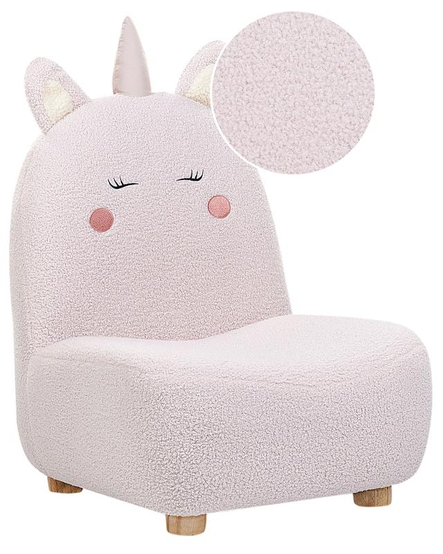 Animal Chair Pink Polyester Upholstery Armless Nursery Furniture Seat for Children Modern Design Unicorn Shape Beliani