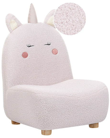Animal Chair Pink Polyester Upholstery Armless Nursery Furniture Seat for Children Modern Design Unicorn Shape Beliani