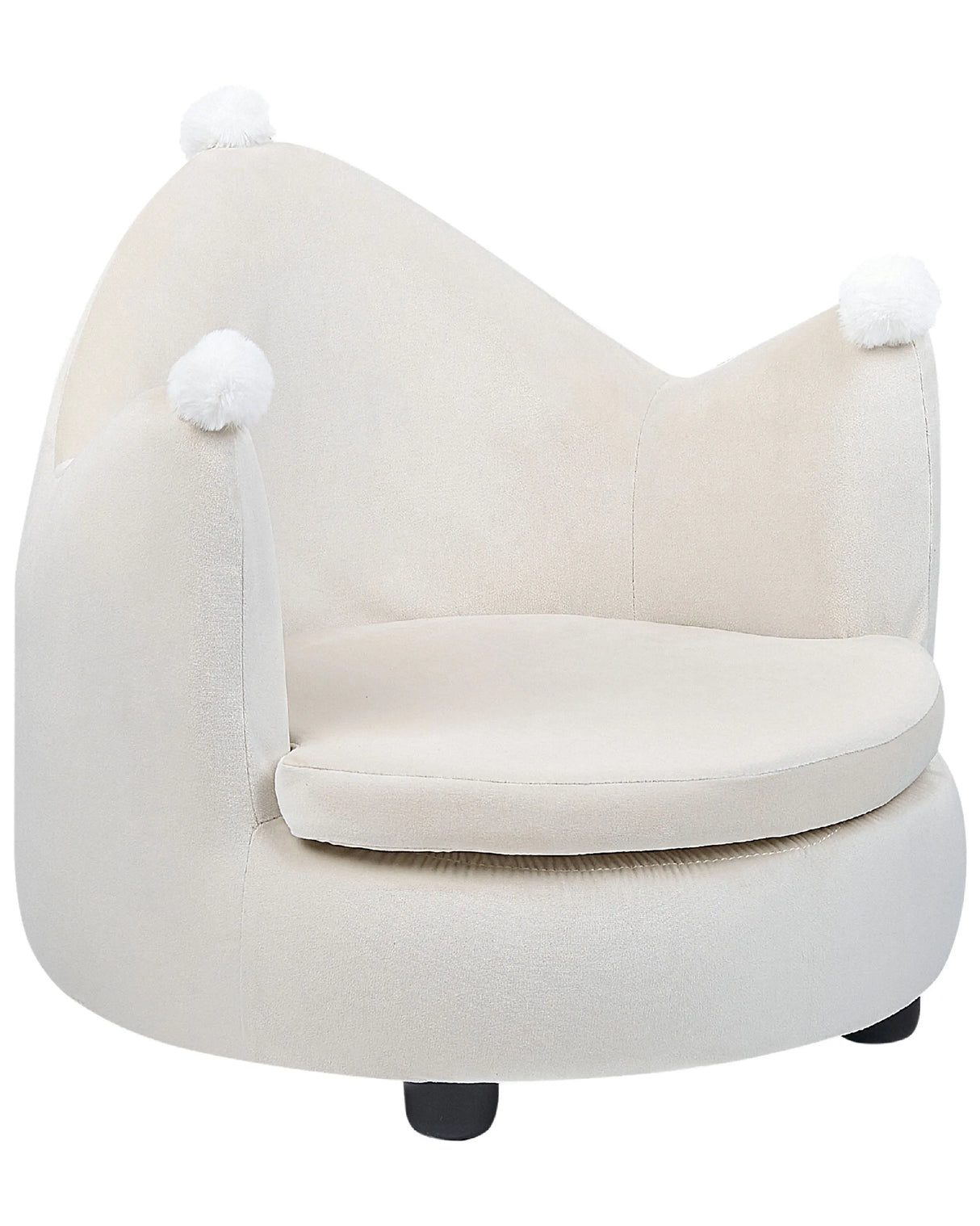 Chair Beige Velvet Upholstery with Armrests Nursery Furniture Seat for Children Modern Design Crown Shape Beliani