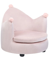 Chair Pastel Pink Velvet Upholstery with Armrests Nursery Furniture Seat for Children Modern Design Crown Shape Beliani