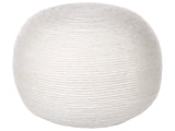 Pouf White Wool EPS Filling Round  50 cm Ottoman Handwoven Boho Style Beliani